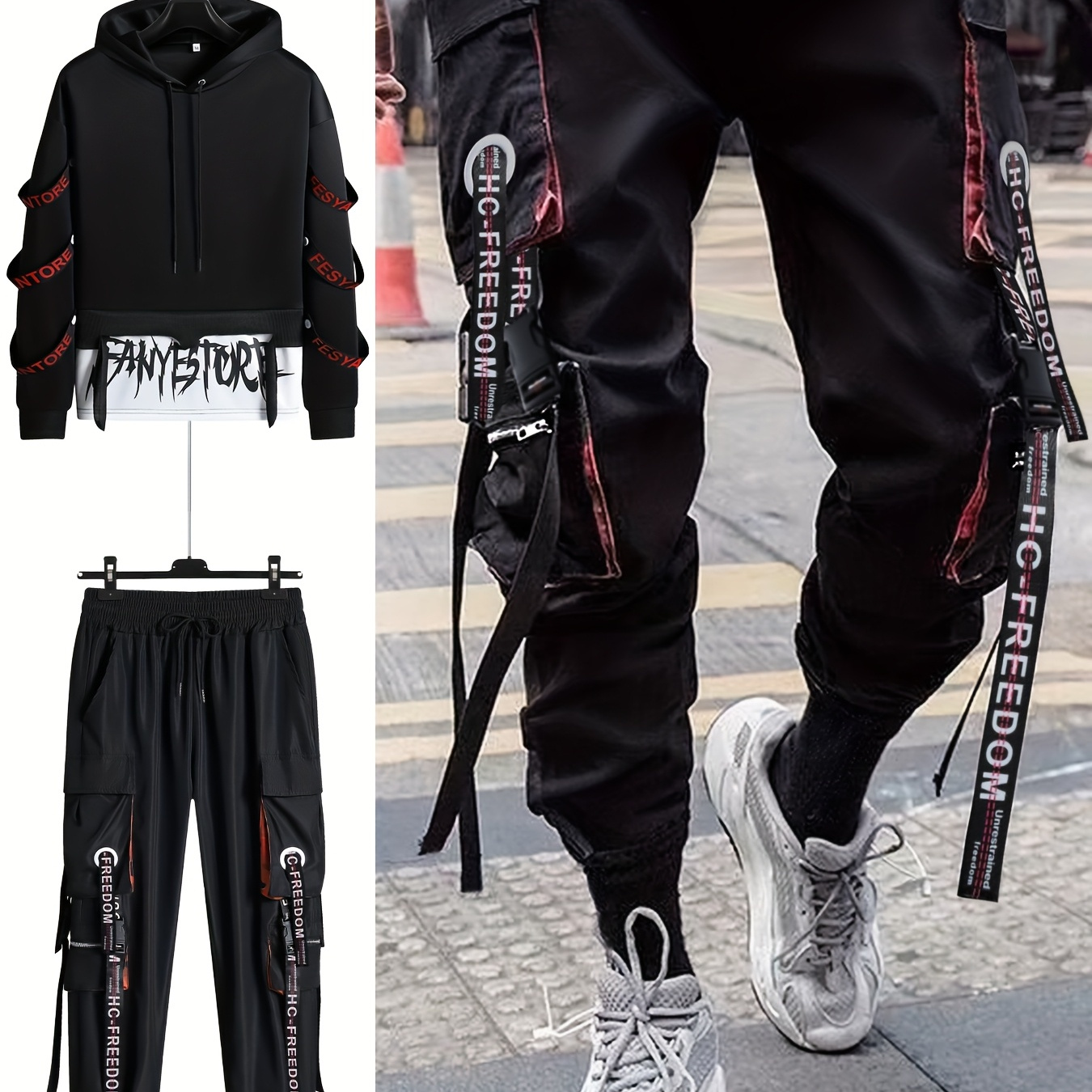 

Men's Casual Sports Outfit For Autumn And Winter, Featuring A Stylish Hoodie And Tapered Pants, Complete With A Trendy Multi- Pant Set, Hoodies