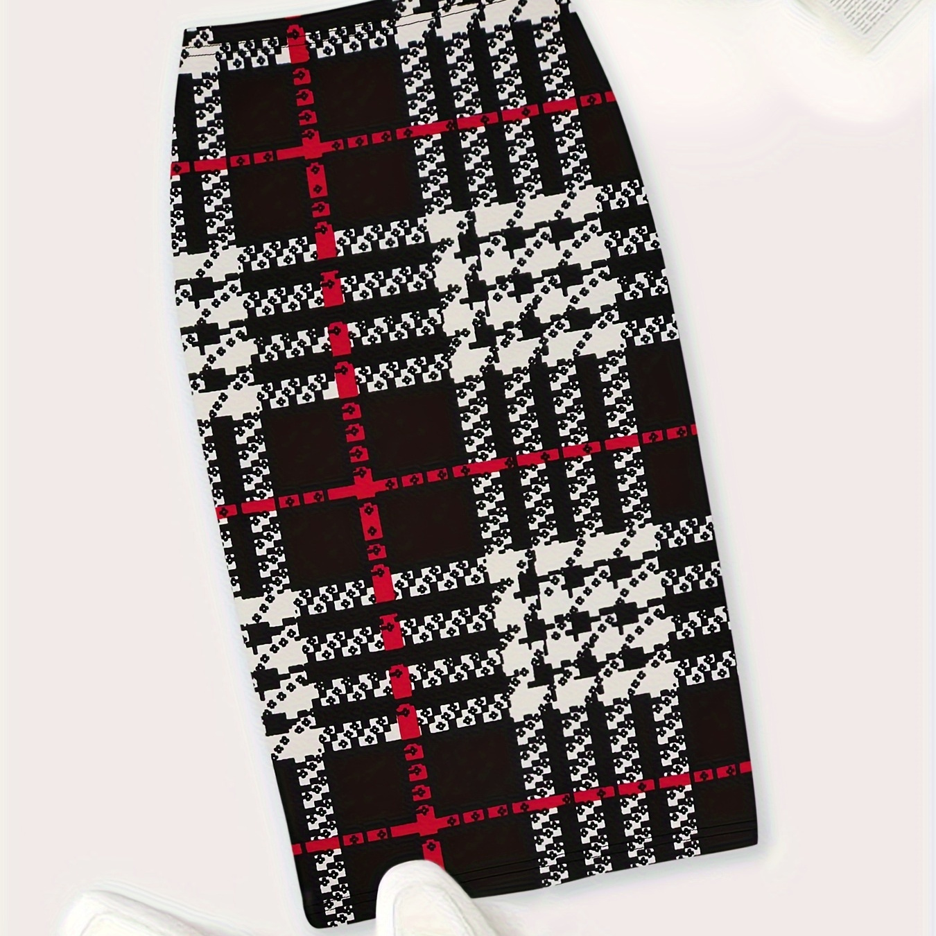 

Plaid Print Bodycon Skirt, Casual High Waist Midi Skirt, Women's Clothing