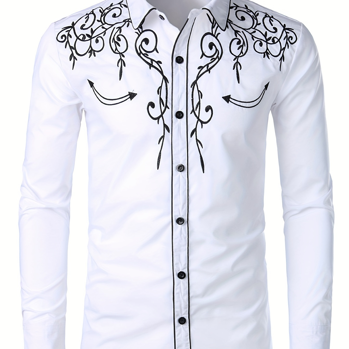 

Men' Embroidered Pattern Vintage Style Shirt, Birthday, Halloween And Carnival Party Playing & Performance