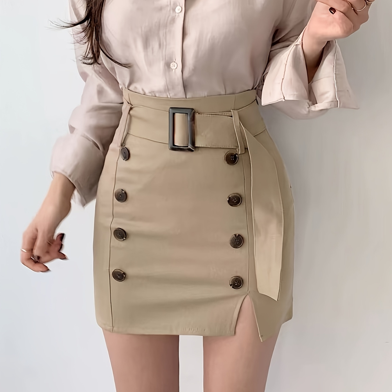 

A And Summer Style Of A Fitted Skirt With A Belt, Elegant And Sexy.