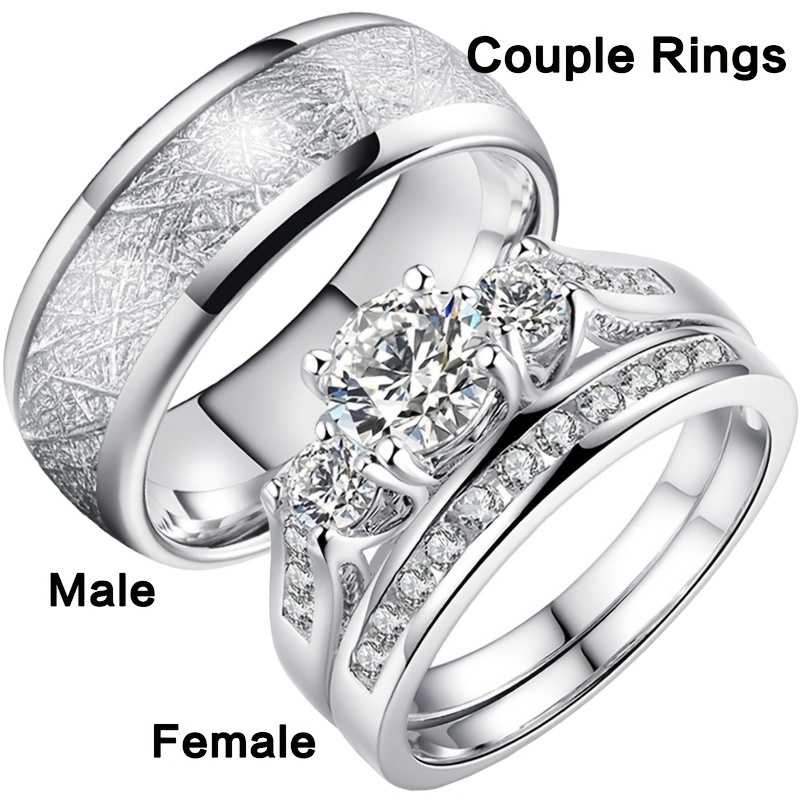 Stainless Steel Ring For Men Women Wedding Engagement Couple Ring - Temu