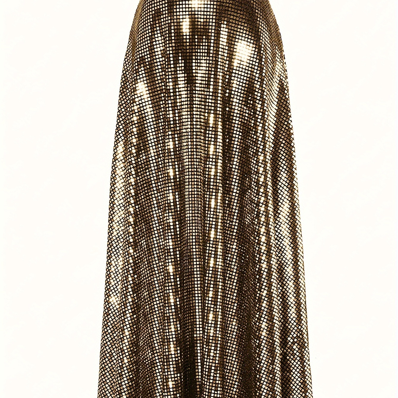 

Metallic Color High Waist Skirt, Stylish A-line Skirt For Party & Club, Women's Clothing