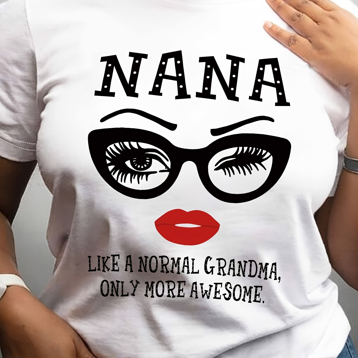 

Nana Letter Print T-shirt, Casual Crew Neck Short Sleeve T-shirt, Women's Clothing