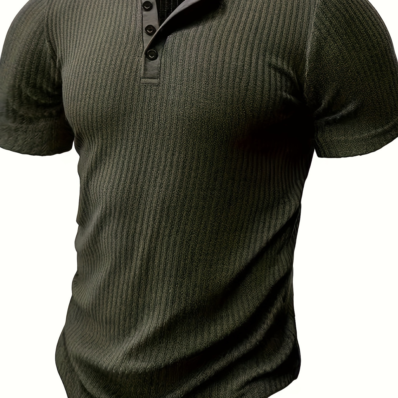 

Men's Solid Stripe Pattern Knit Short Sleeve Henley Shirt, Casual And Chic For Summer Leisurewear And Outdoors Activities