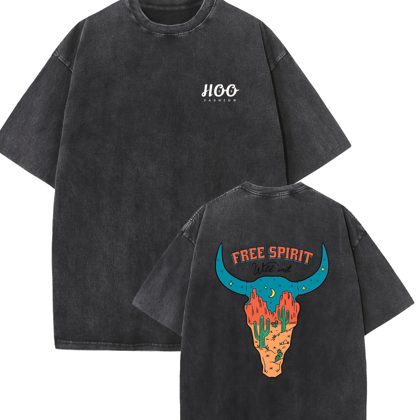 

free Spirit " Print Oversized Cotton Solid Drop Shoulder T Shirts Formen Vintage Streetwear Basic Tees Baggy Hip Hop Unisex Tops Acid Wash Tshirt