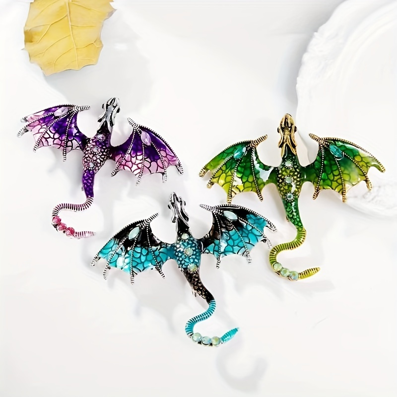 

Men's Retro Flying Dragon Painted Brooch - Unique Accessory For Style And Personality, Ideal Choice For Gifts