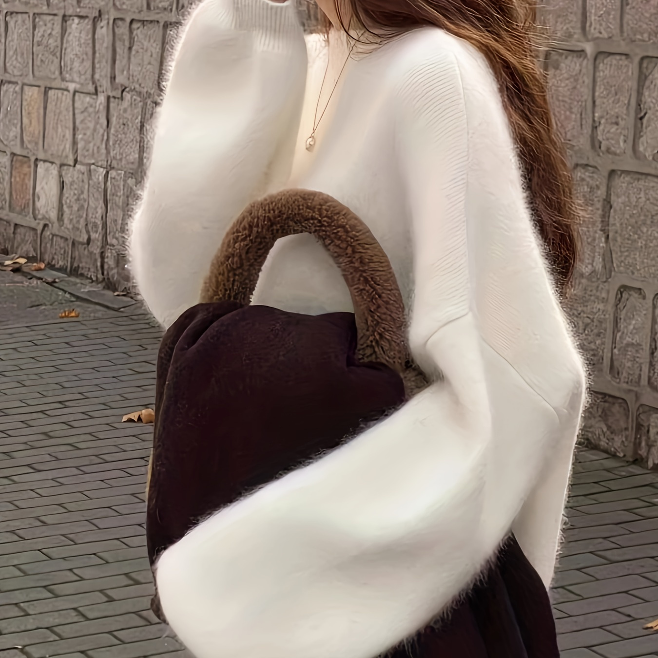 

Cozy Mink-inspired Soft Knit Sweater For Women - Casual Crew Neck, & Warm Pullover For Fall/winter