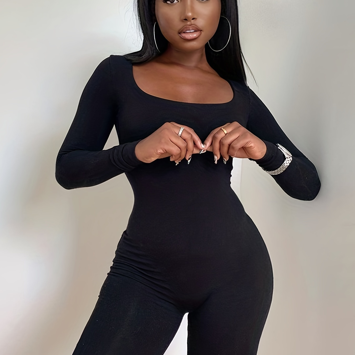 Seamless Ribbed Shaping Jumpsuit Long Sleeve Tummy Control - Temu