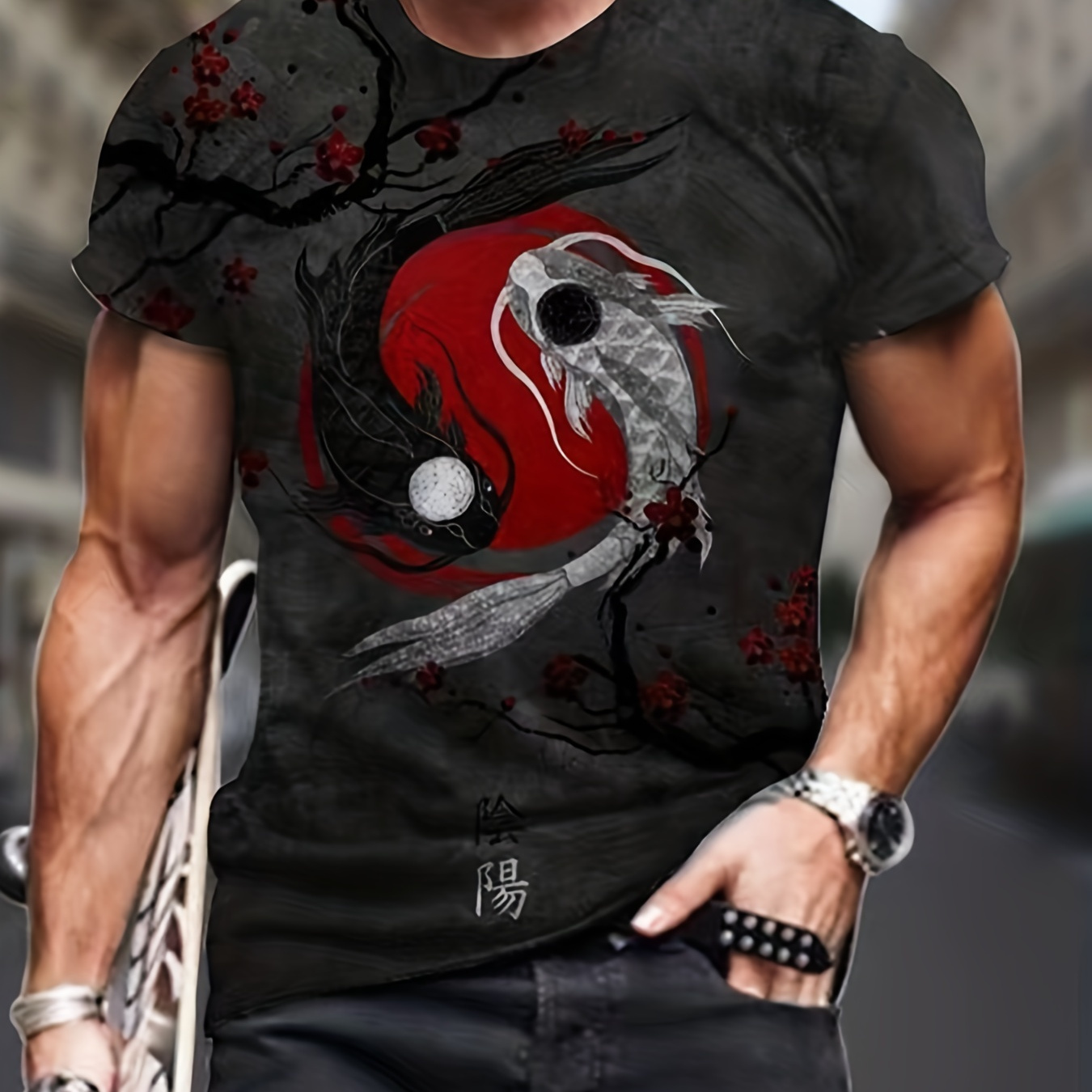 

Men's Stylish Fish 3d Graphic Print Casual T-shirt For Summer Outdoor Activities