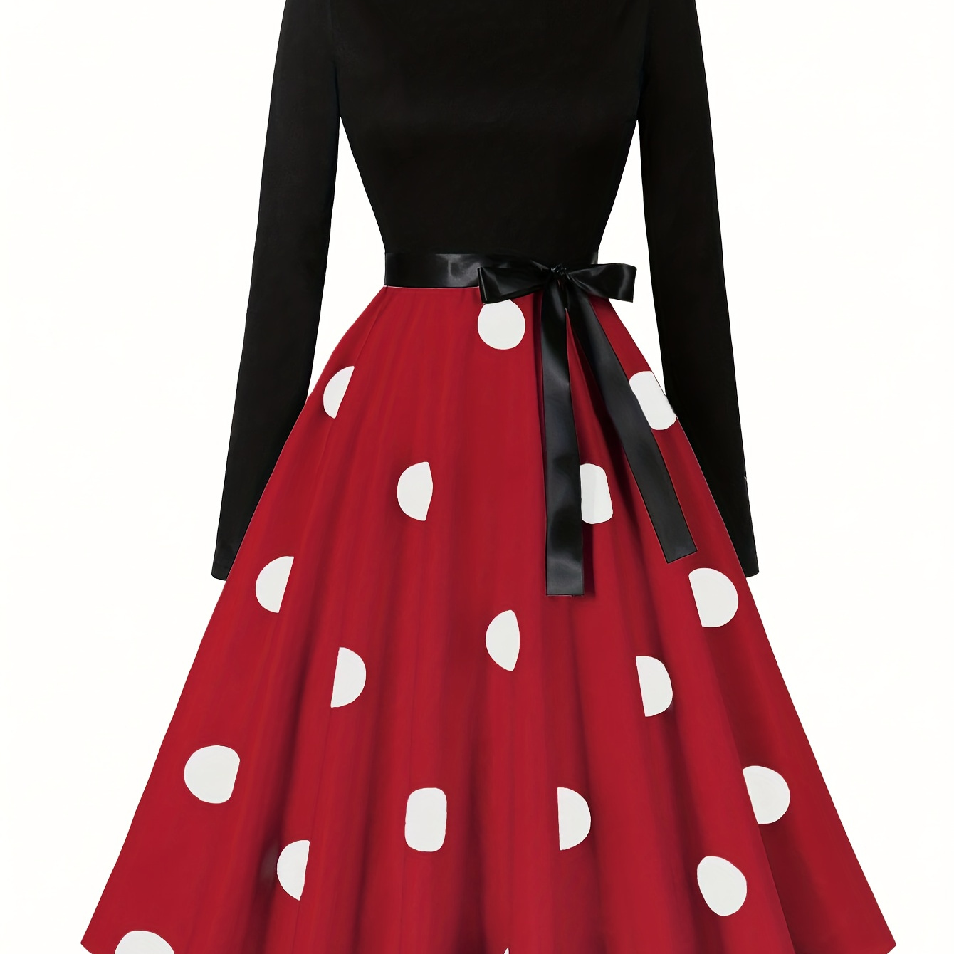 

Women's Christmas Colorblock Polka Dot Printed Patchwork Dress Fall & Winter