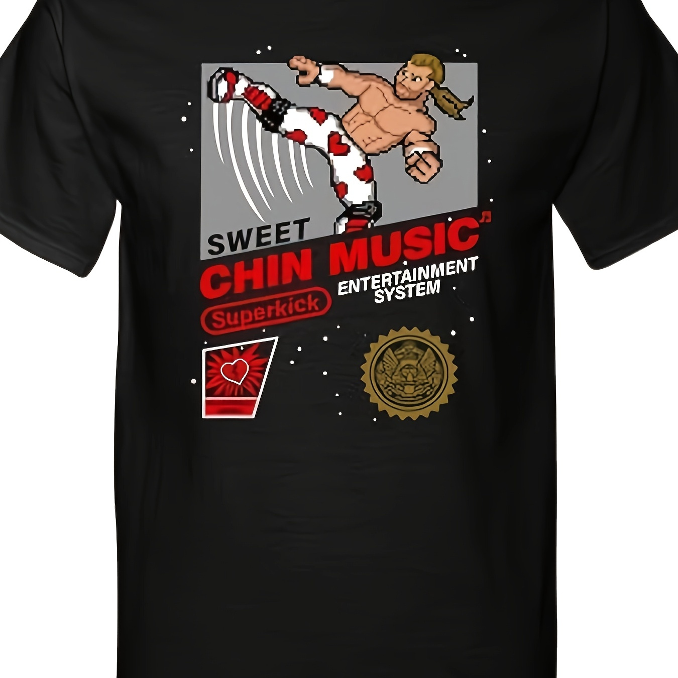 

'sweet Chin Music' Retro Gaming Graphic Tee - 100% Cotton, Stretch Fabric, Round Neck T-shirt For Men