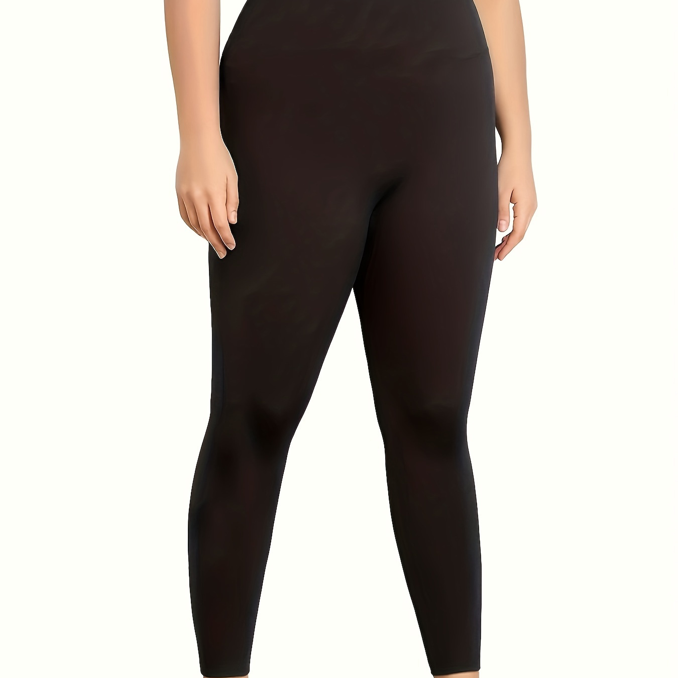 Plus Size Casual Thermal Underwear Leggings, Women's Plus Solid Fleece Lined  High Waisted Ultra-soft Thermal Pants - - Temu