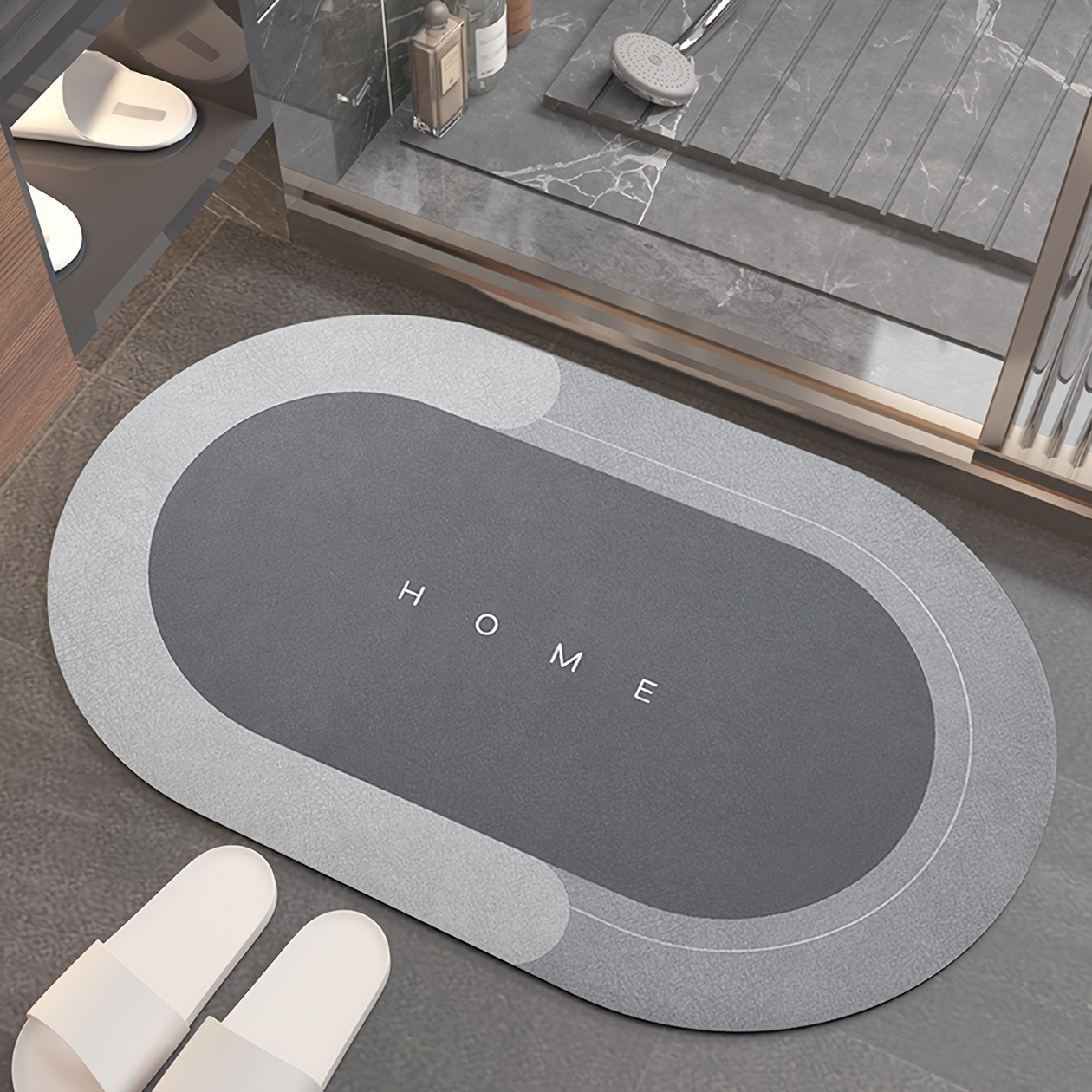 Grey Bathroom anti-skid mat Shower room Bathroom foot mat Silk ring Toilet  bathroom waterproof floor mat 1pc