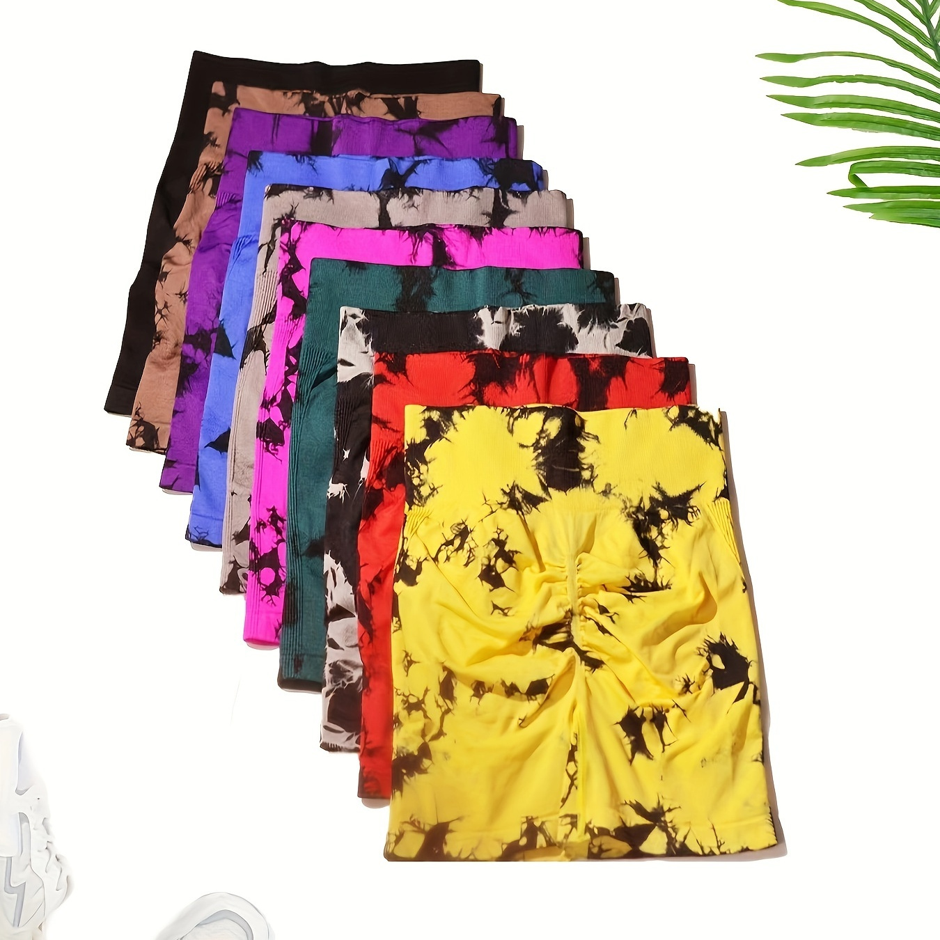 

10pcs Tie-dye Shorts, Fashionable Assorted Colors Set, Elegant & Comfy Style For Summer
