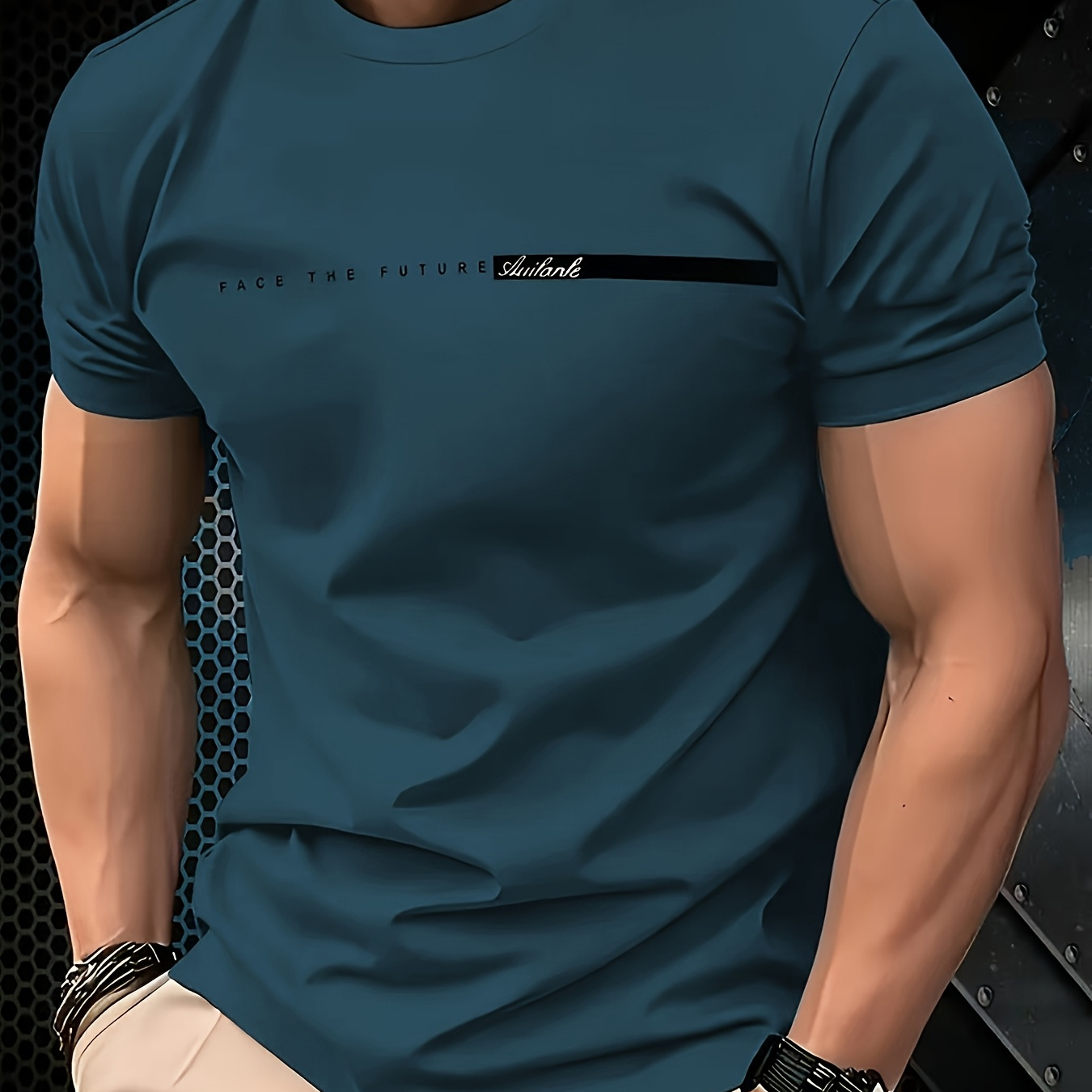Camiseta de manga corta para hombre, estilo casual y fácil - Diseño con estampado de letras, estilo casual y fácil, cómoda y versátil, ideal para uso diario casual de verano o ropa deportiva