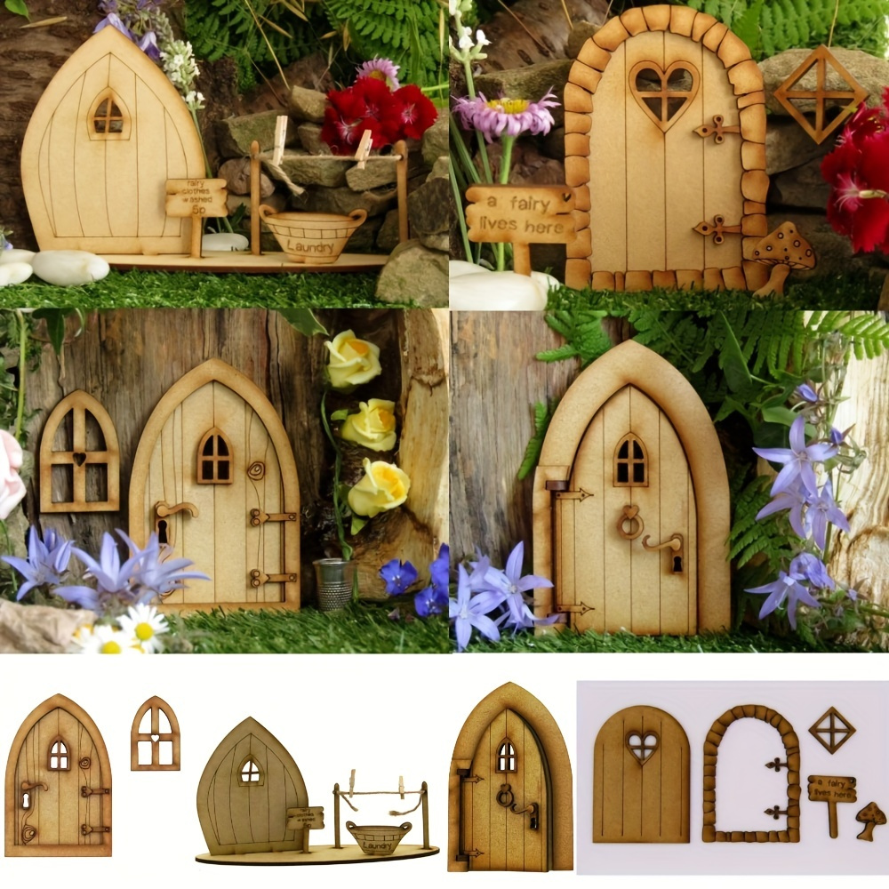 

Diy Wooden Fairy Elf Door Craft Kit Christmas Door Decoration Vintage Miniature Fairy Garden Decor Dollhouse Accessories