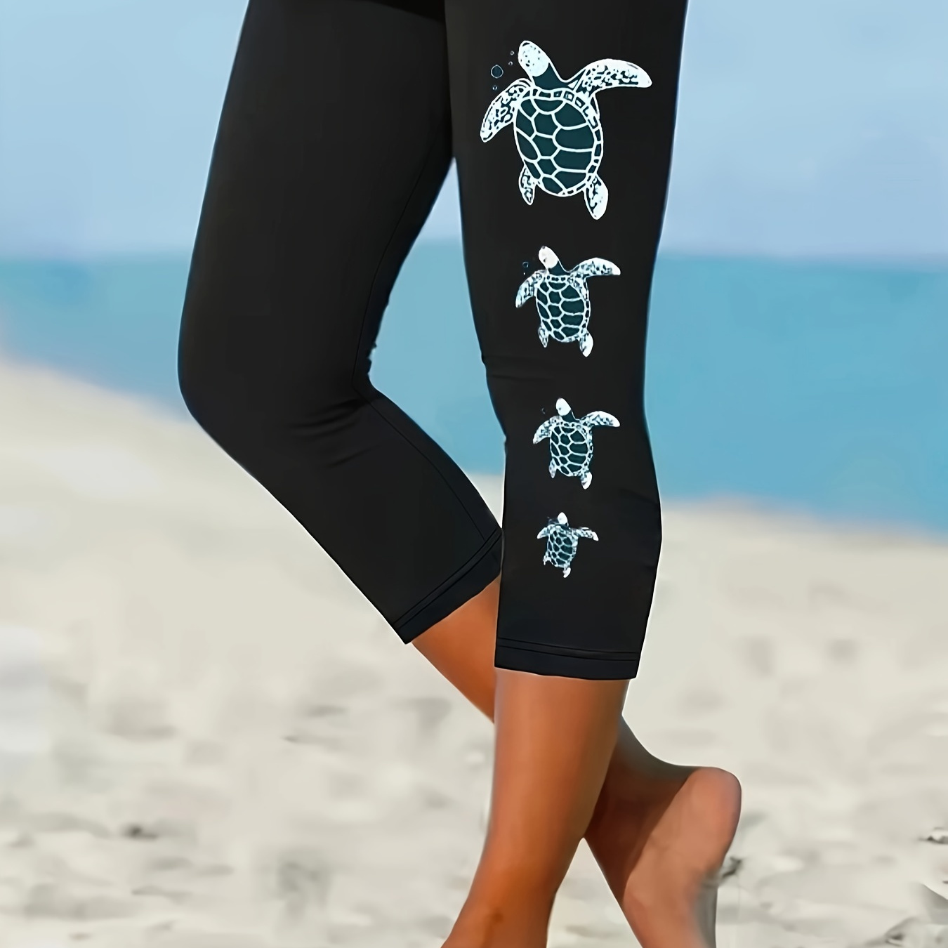 

Leggings imprimé tortue grande taille, leggings extensibles taille haute pour et l'été, vêtements grande taille pour femmes