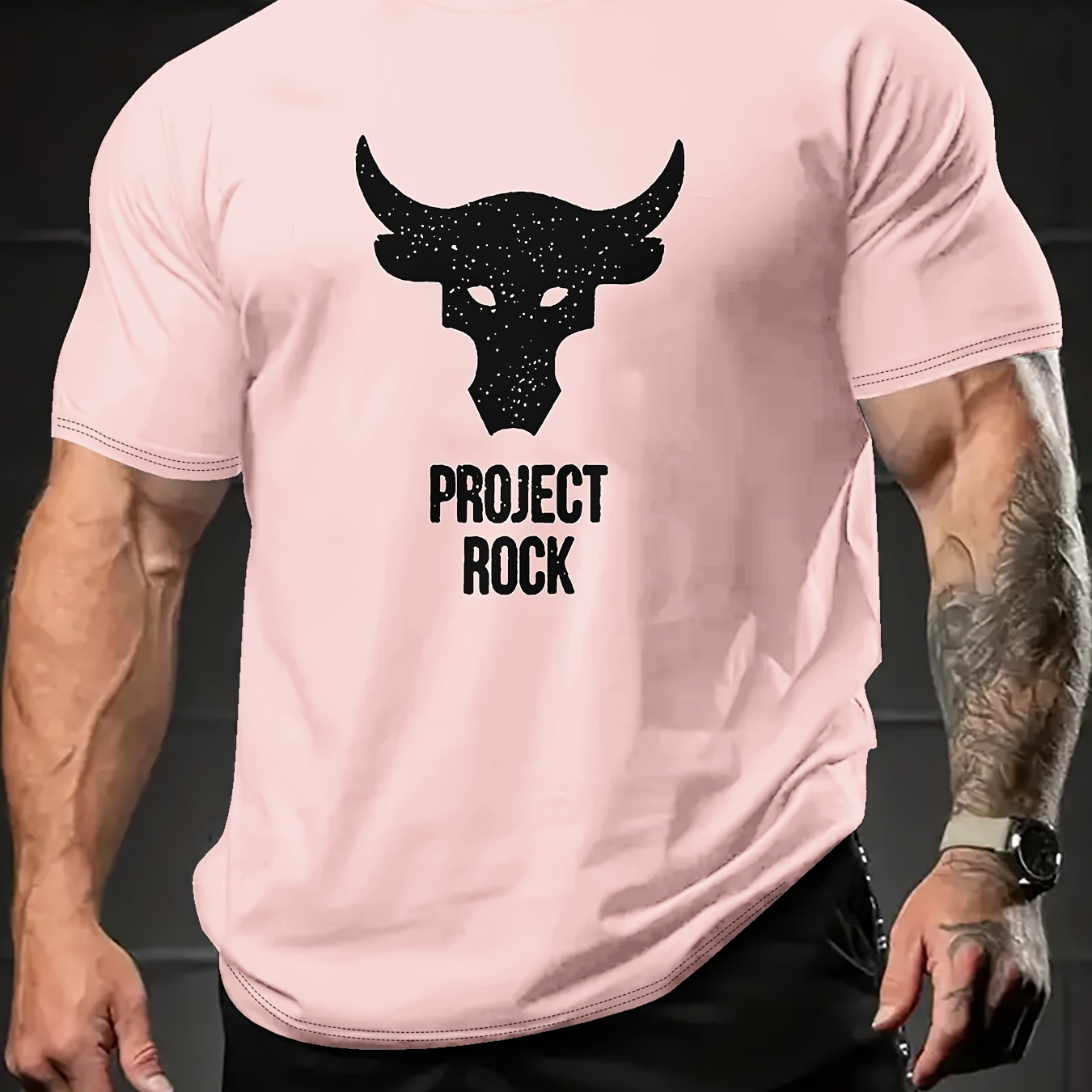 

Stylish Bull Head Print T-shirt, Men's Comfy Breathable Short Sleeve Tee, Men's Clothing For Summer Outdoors