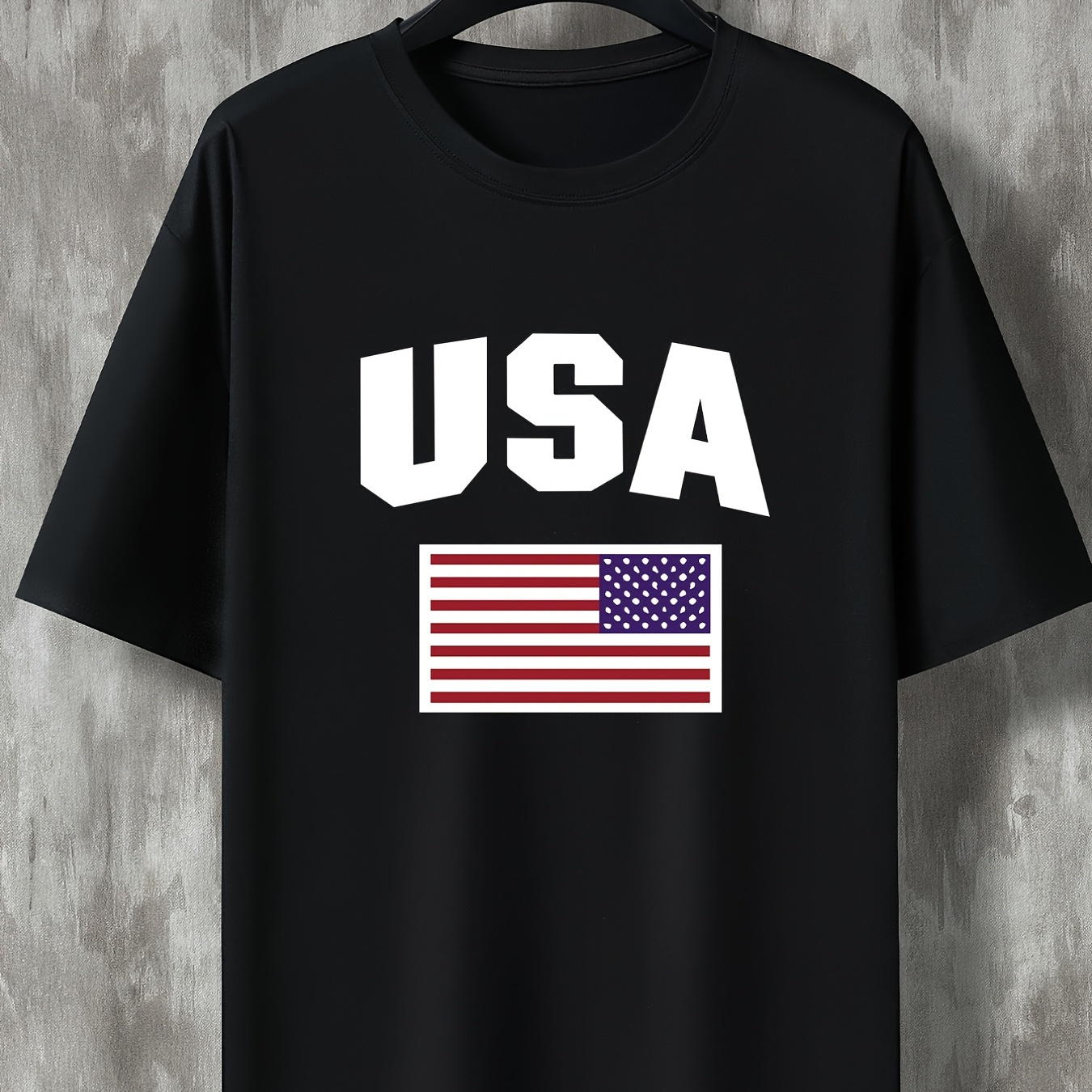 

Men's "usa" American Flag Print Short Sleeve T-shirt, Crew Neck Tee Casual Clothing, Summer