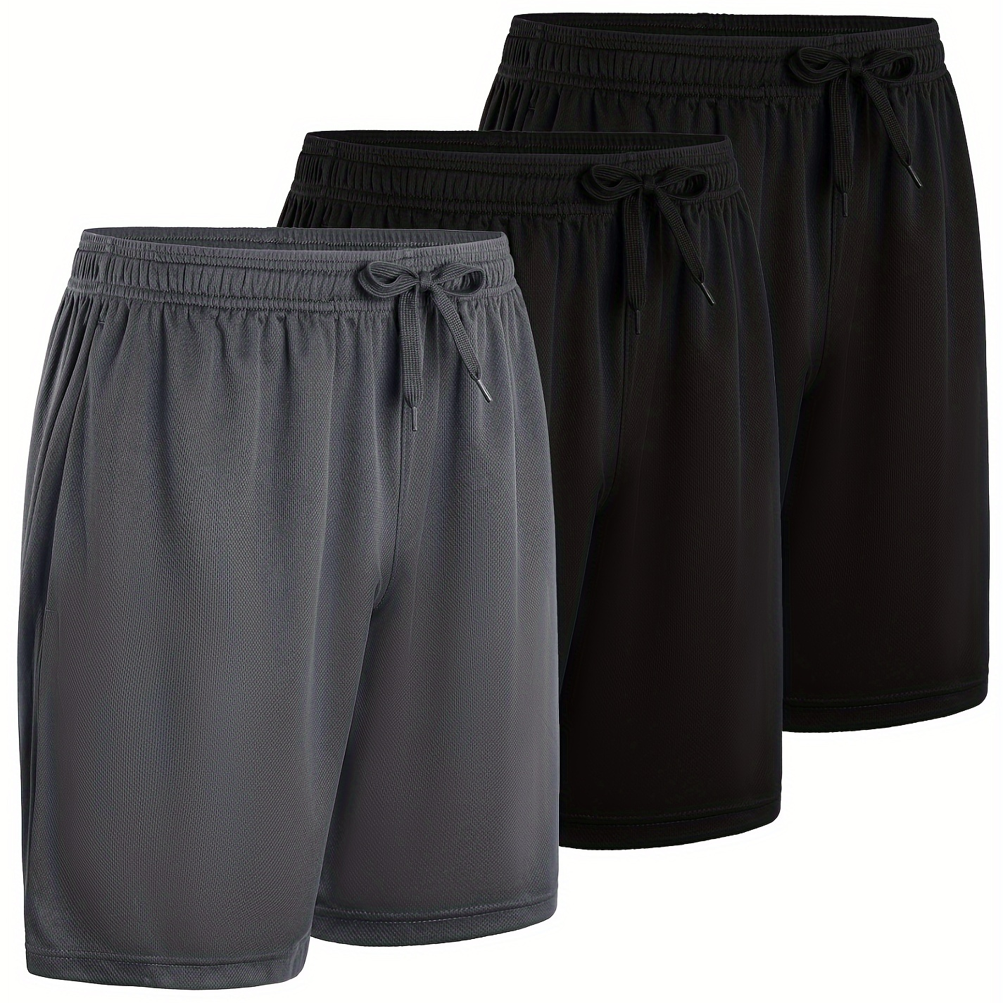 

3pcs Fashionable Men's Summer Drawstring Casual Sports Loose Shorts, Suitable For Outdoor Sports, Comfortable And Versatile