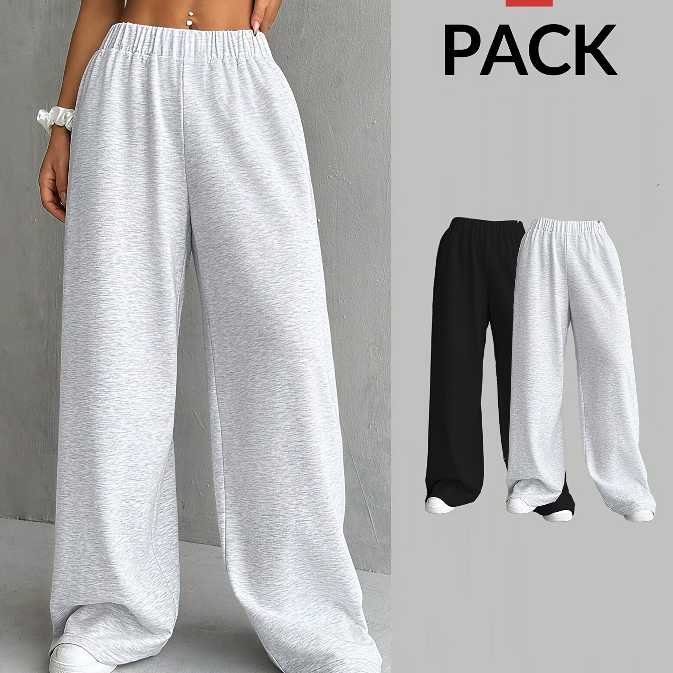 

Women's Casual Waist-tightening Wide-leg Trousers 2pcs Set