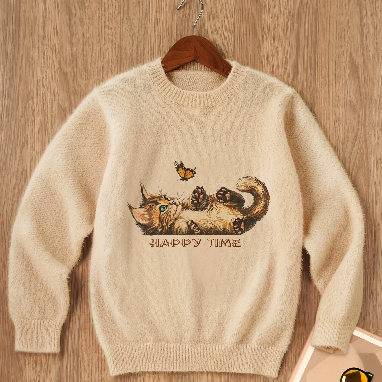 

Les Filles Et Les Garçons Ont Un Adorable Chaton Qui Rend Leur Temps Heureux. Ce Pull En Tricot À Col Rond Avec Un Graphique Est À La Fois Tendance Et Mignon, Parfait Pour Les Fêtes.