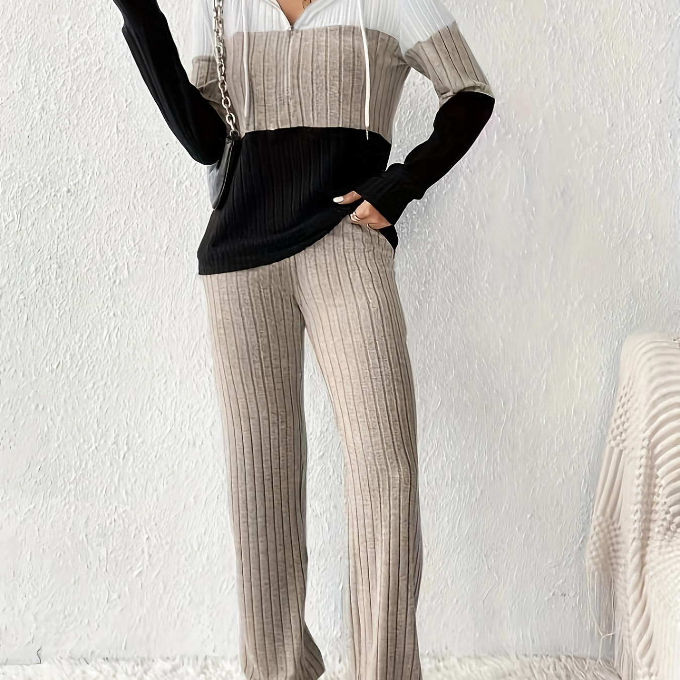 

Women's And Straight Leg Pants Set, Polyester Outfit, Matching Set For /