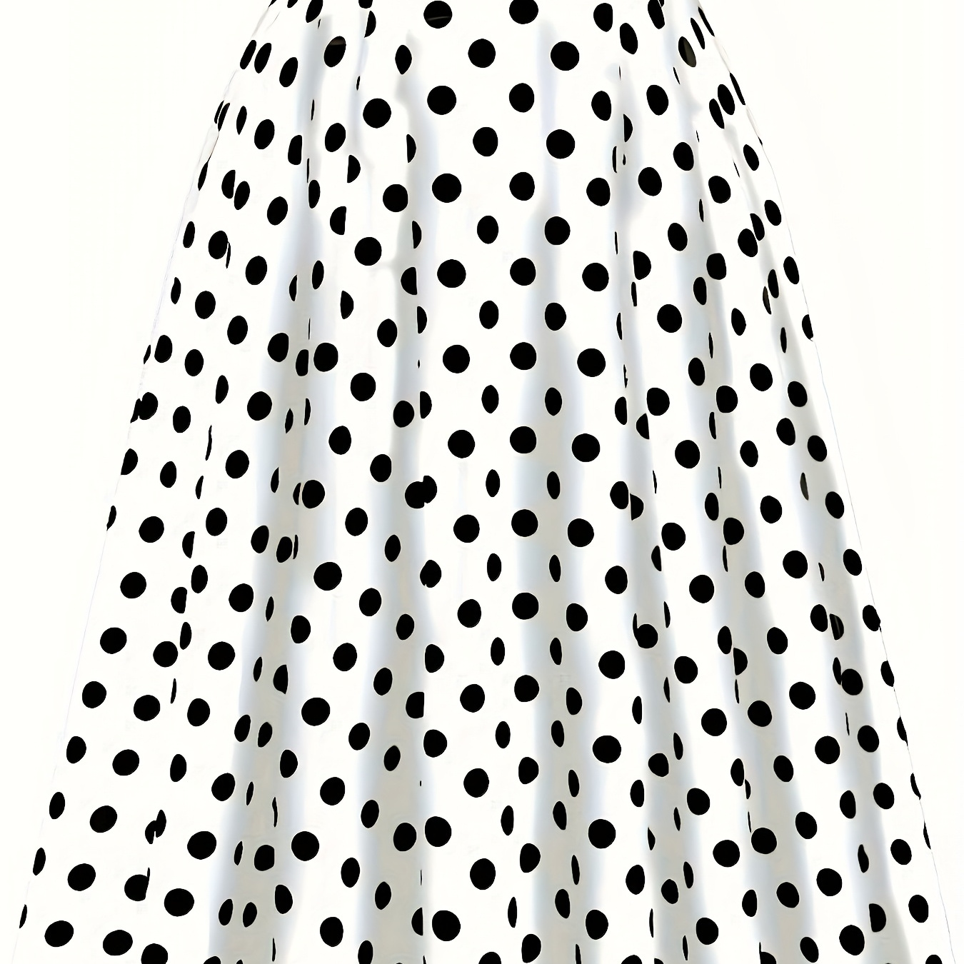 

Elegant Polka Dot Midi Skirt With High Waist & Ruffle Hem - Chic Button Detail, Non-stretch Polyester - All