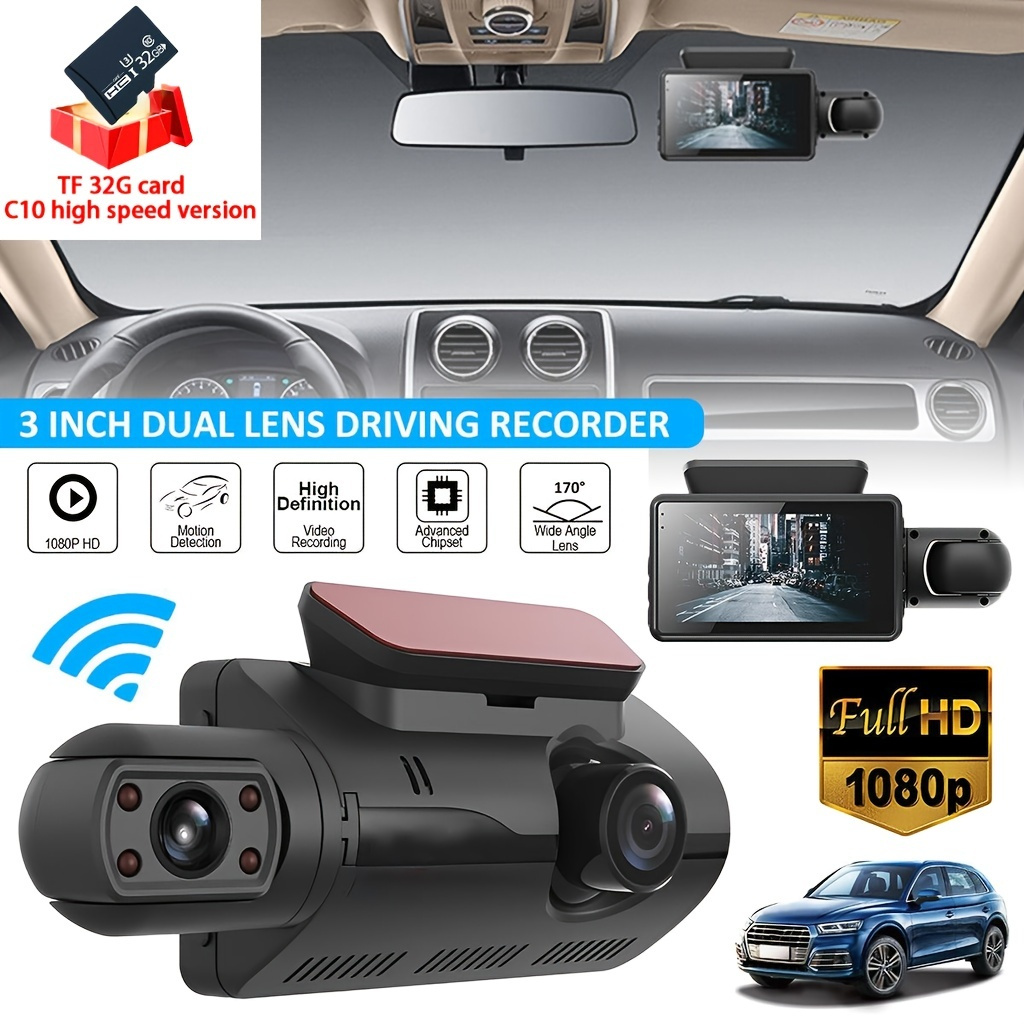 Car Driving Recorder Front And Rear Dual Lens Camera Wide Angel Dvr Car