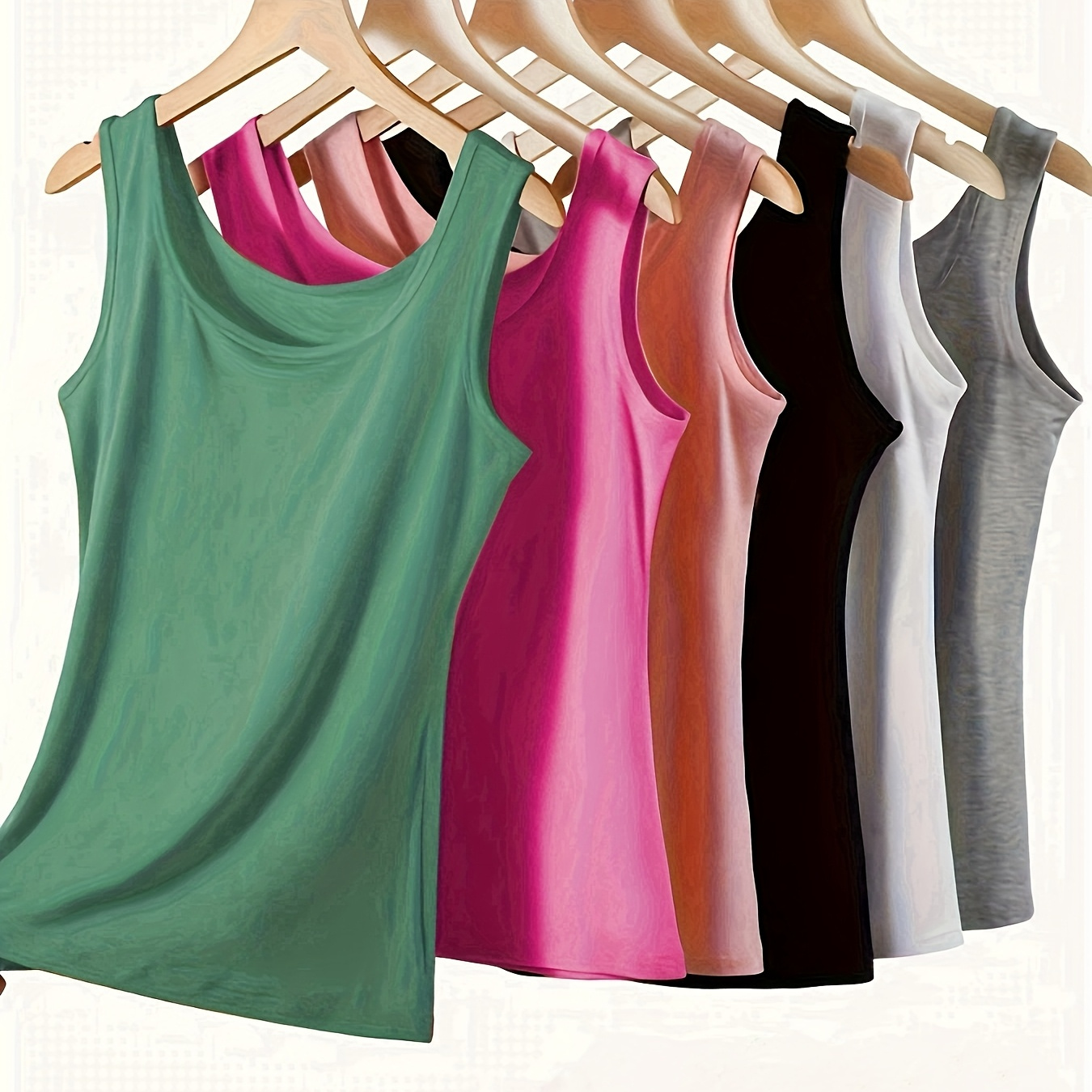 

6 Affordable Women's Summer Camisoles, Versatile Quality Tank Tops For Layering, Sleeveless Shirts.