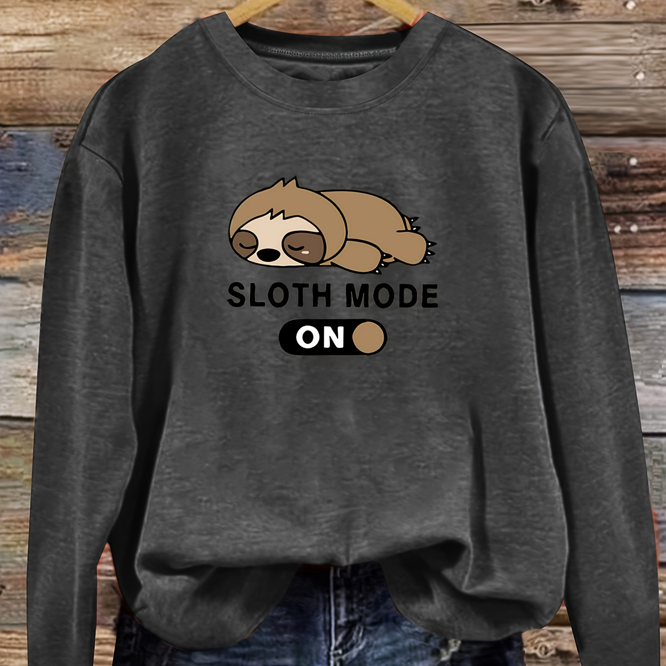 

Women's Cute Sloth Long Sleeve T-shirt - Soft, Round Neck, Machine Washable