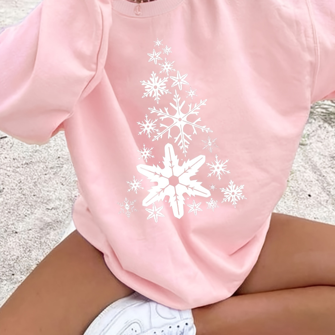 

Women's Y2k-inspired Casual Sweatshirt With Christmas Print - Cozy Polyester, Round Neck, Long Sleeve Pullover