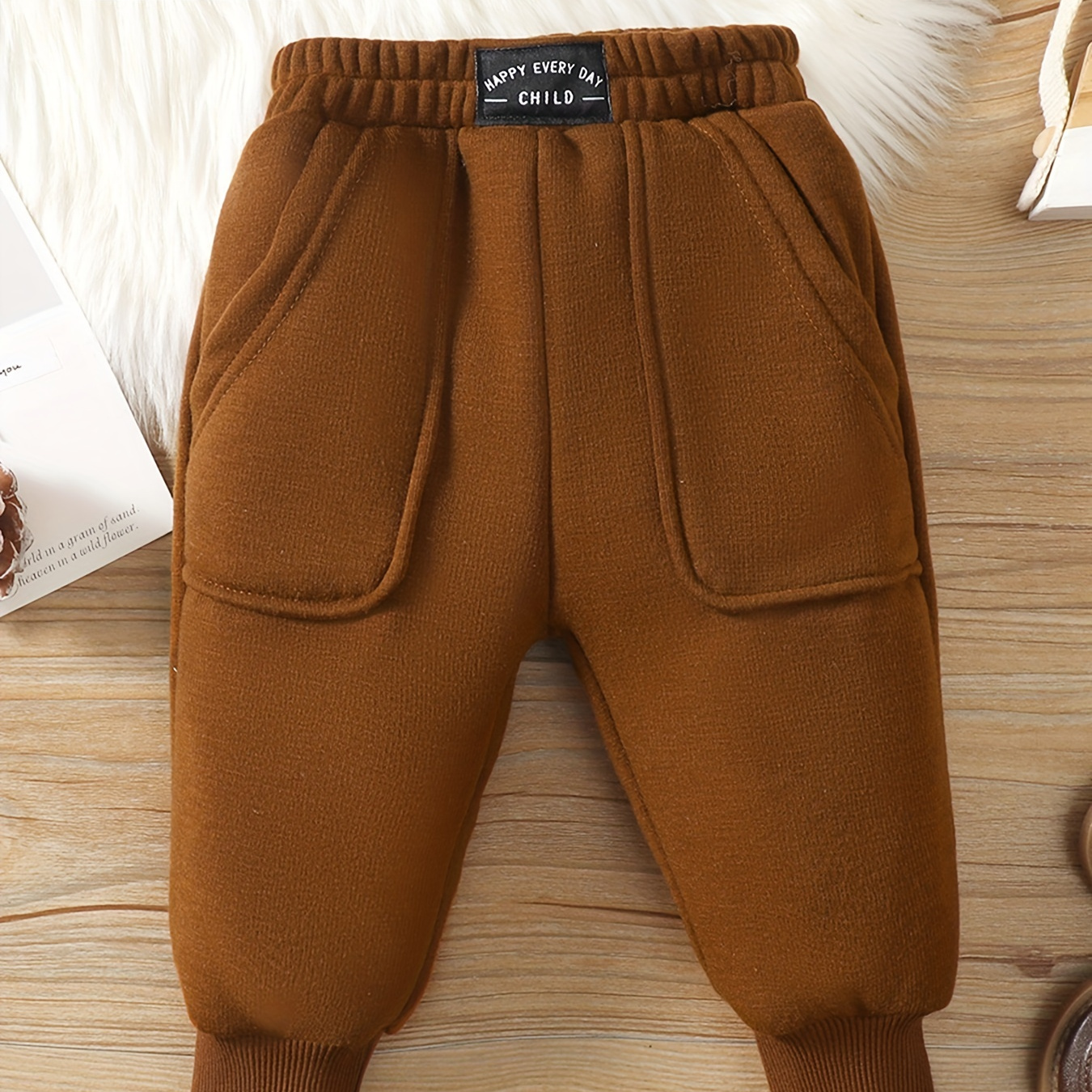 

Patpat Baby Boy's Solid Color Comfy Casual Pants With Pockets, Kid's Trousers, Leggings