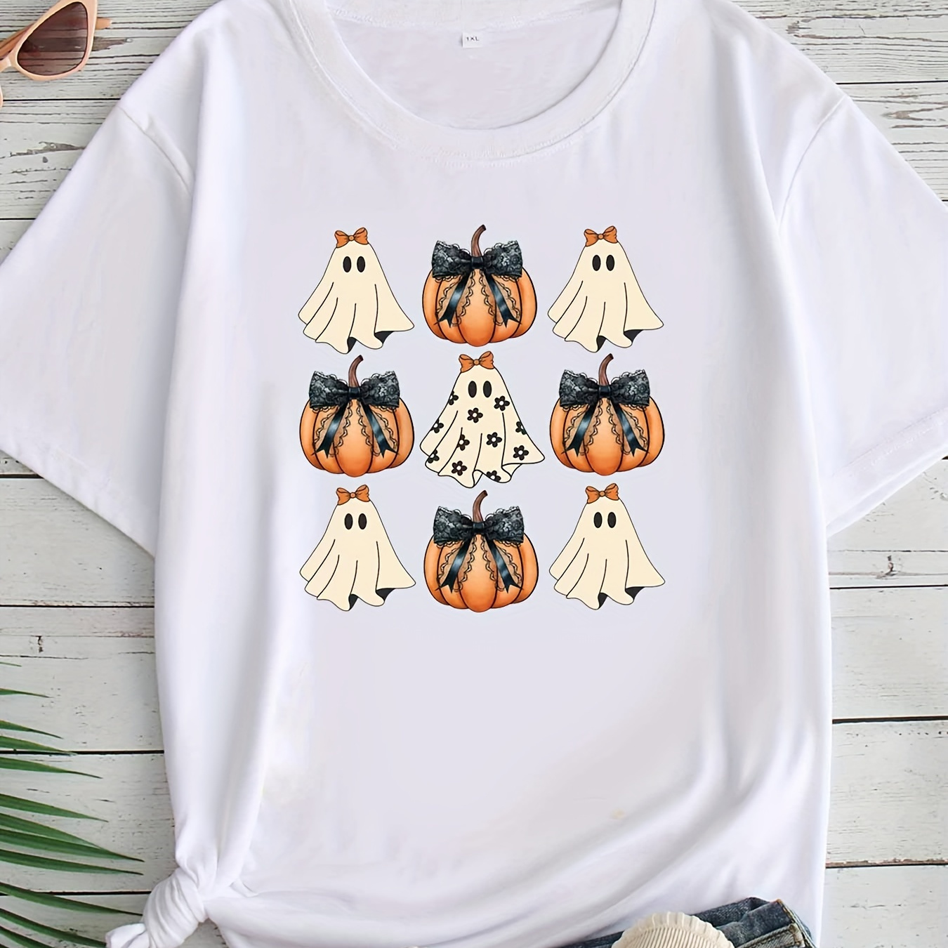 

Plus Size Print T-shirt, Casual Short Sleeve Crew Neck Top For Spring & Summer, Women's Plus Size Clothing