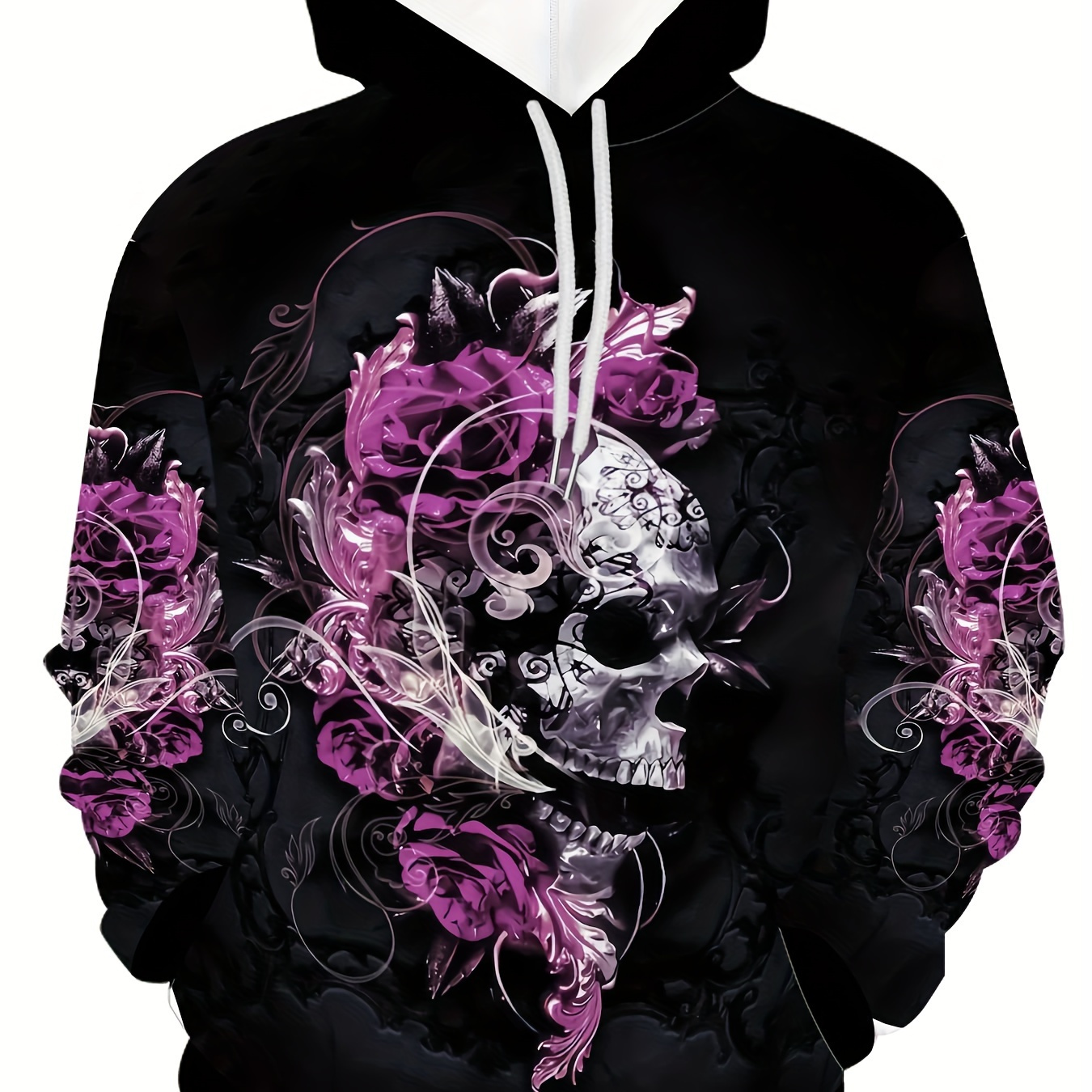 

1pc Men's 3d Printed Skull Hoodie, Casual Polyester With Slight Stretch, Regular Fit Hooded Sweatshirt For Spring/fall, Knit Fabric Sports Wear - Middle Style