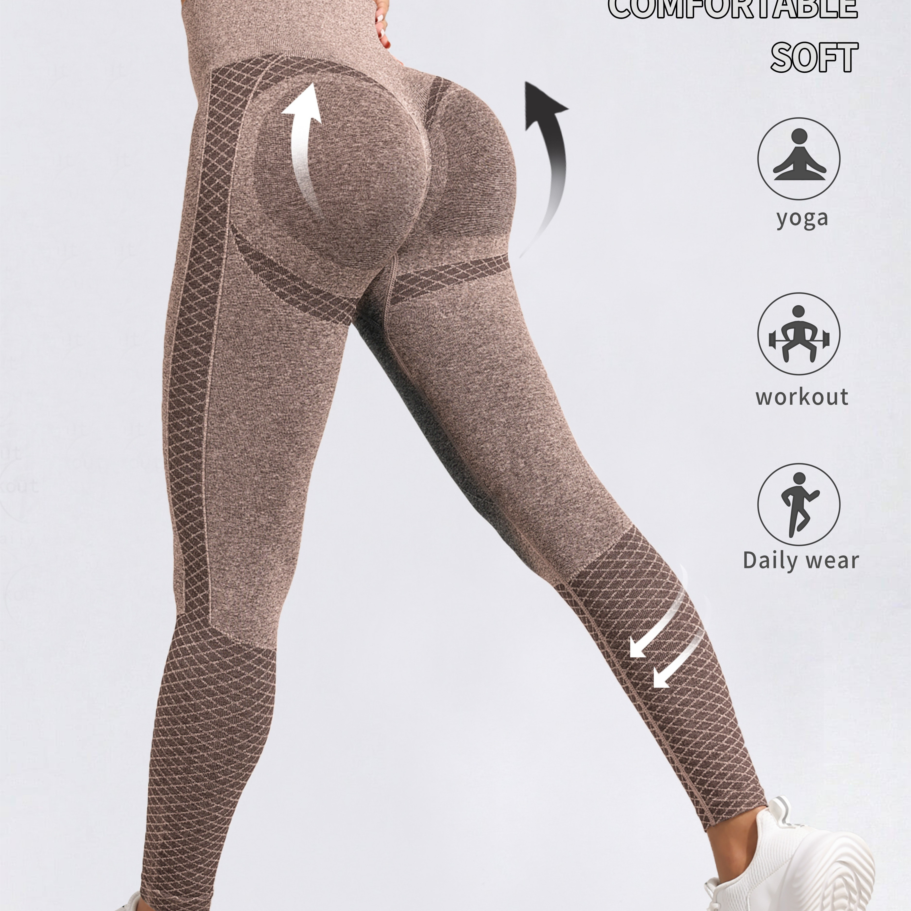 

Butt Breathable Quick Drying Sports Tights, High Waist Slimming And Butt Lifting Fitness Tights, Wide Waistband Yoga Tights, Women' Wear