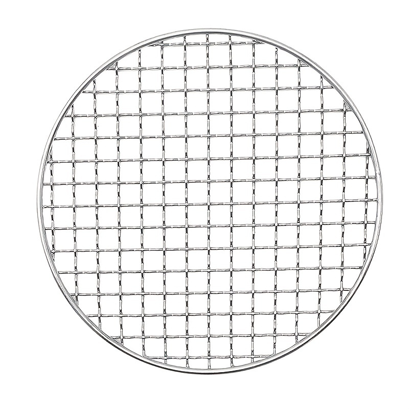 

1pc Multi-purpose Round Bbq Grill Net, Stainless Steel Barbecue Round Grill Grate Camping Cookware Outdoor Campfire Grill Grid For Beaf Chicken Vegetables
