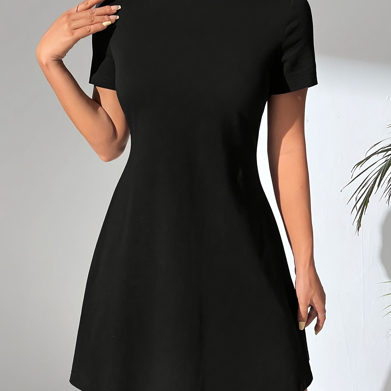 

Women' Color Crew Neck Short Sleeve Dress, 95% Polyester 5% Elastane, Knit Fabric, A-line , All , 180g/m² - Elegant And Comfortable