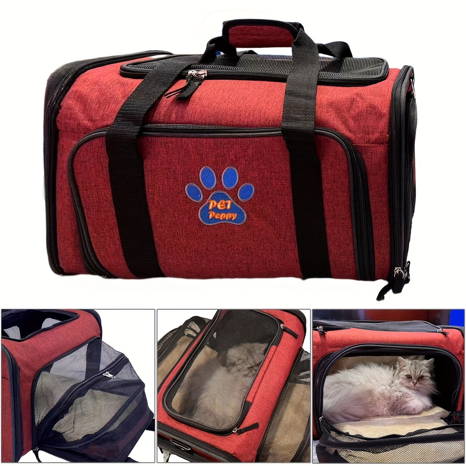 

Airline Approved Expandable Cat Pet Carrier With Removable Fleece Pad And Pockets, Cat Carrier Backpacks Pet Travel Pag For Cats Dogs And Small Animals Large (2 Side Expandable)