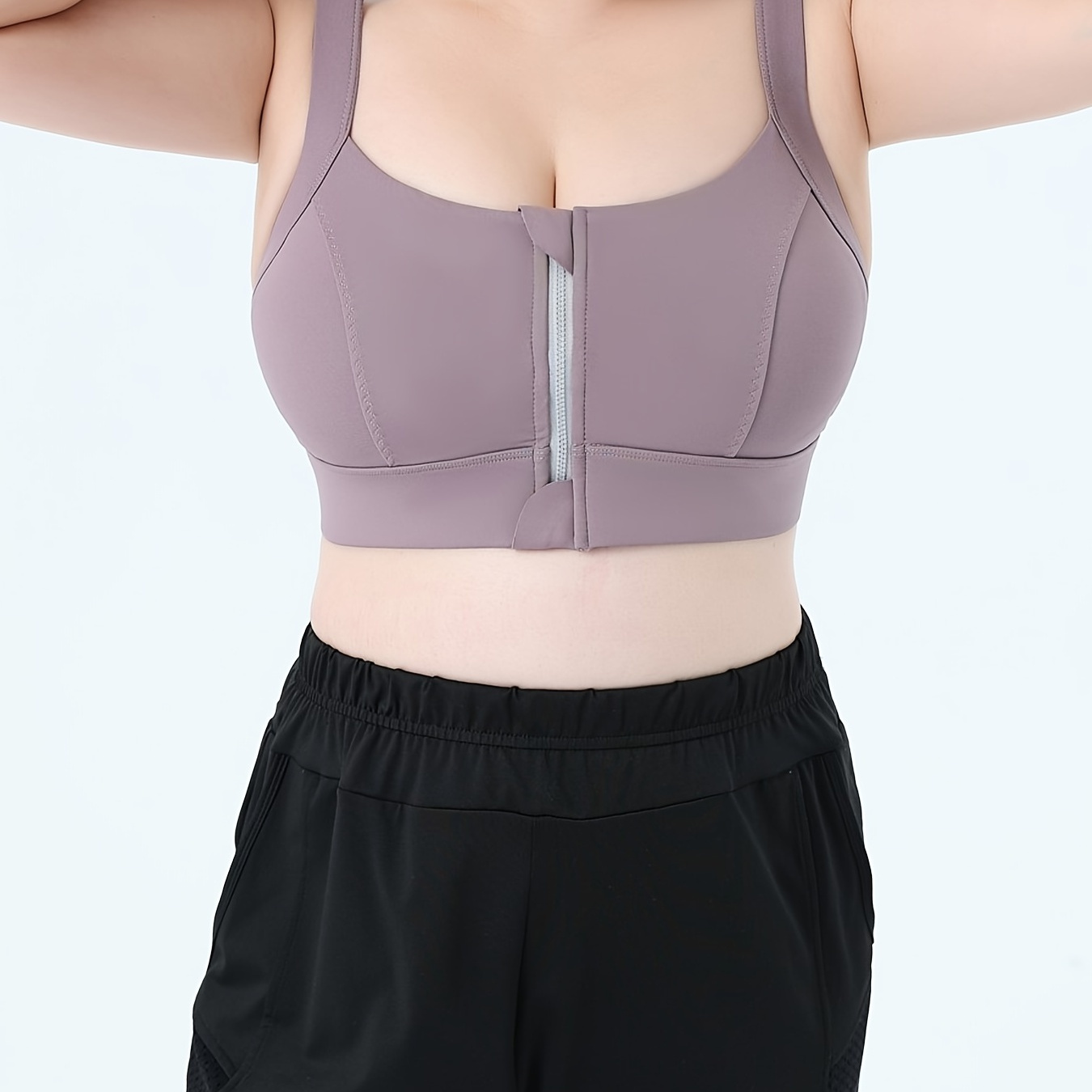 Sexy Sleeveless Crew Neck Sports Bra Zipper High Impact - Temu Canada