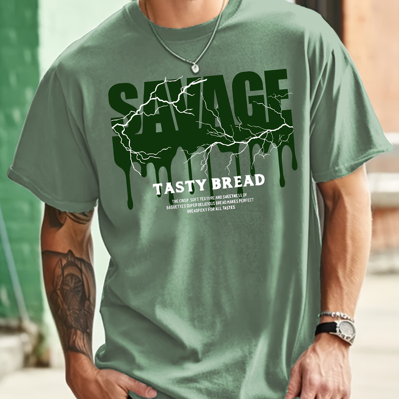 

Men's 100% Cotton Savage Print T-shirt, Casual Short Sleeve Crew Neck Tee, Men's Clothing For Outdoor