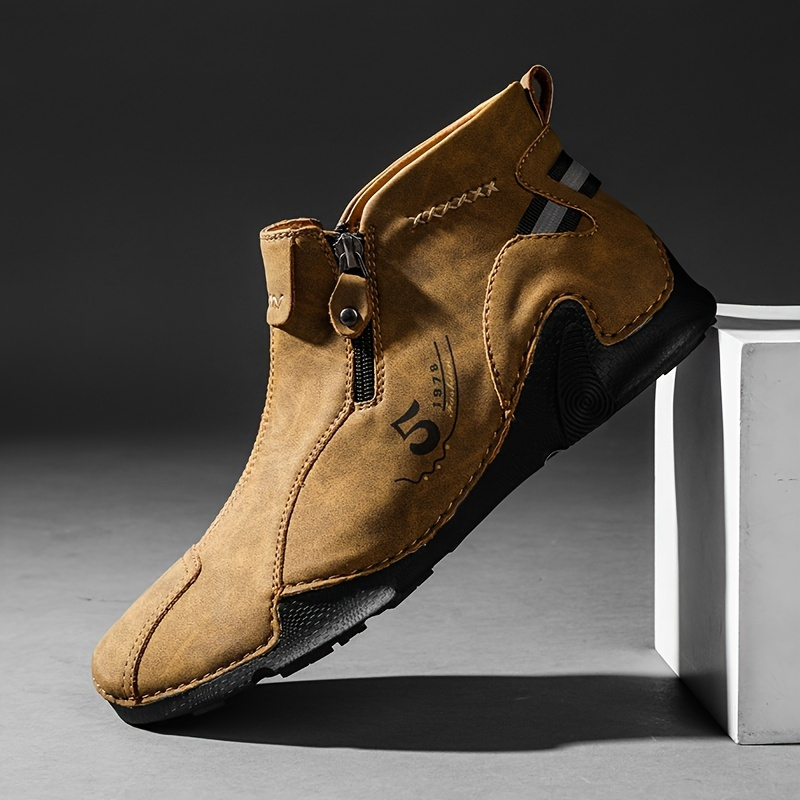 Men's Handmade Outdoor Non Slip Waterproof Cowboy Boots Black Light