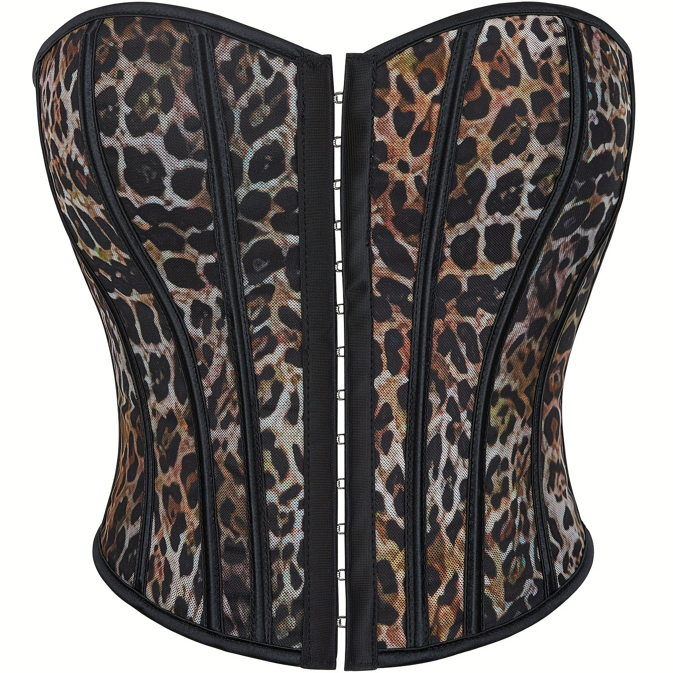 

Leopard Print Strapless Corset, Tummy Control Lace Up Body Shaper, Women's Lingerie & Shapewear