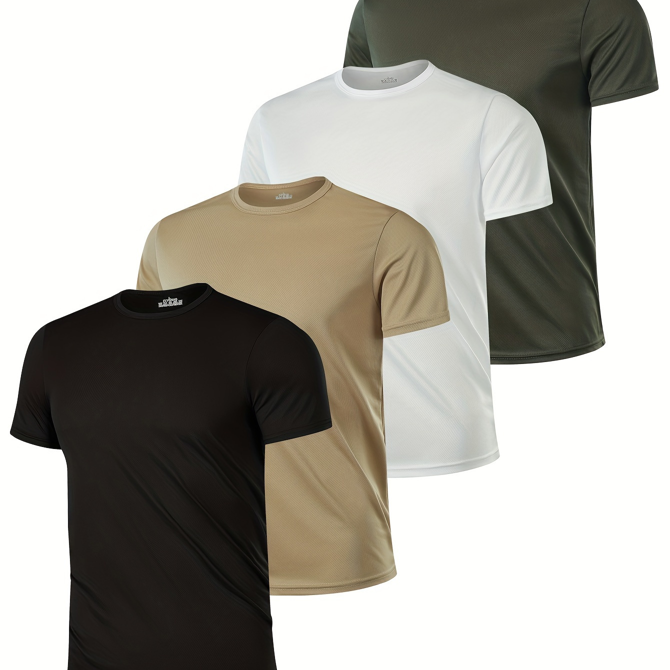 

4pcs Men's Breathable Polyester T-shirts - Casual Round Neck, Short Sleeve Tees For Outdoor Activities & Summer Wear, Short-sleeved, Suitable