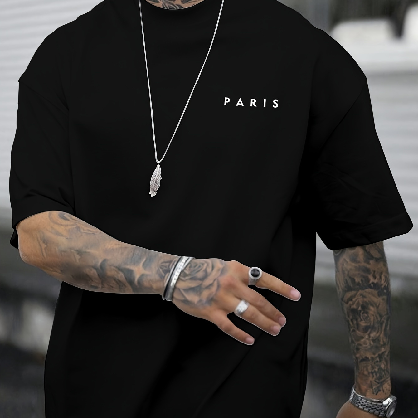

Letter Paris Print Tee Shirt, Tees For Men, Casual Short Sleeve T-shirt For