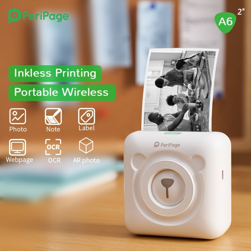 PeriPage A6 ミニサーマルプリンター、スマートフォン対応、ワイヤレス Bluetooth ポータブルモバイルサーマルラベルプリンタ - 3