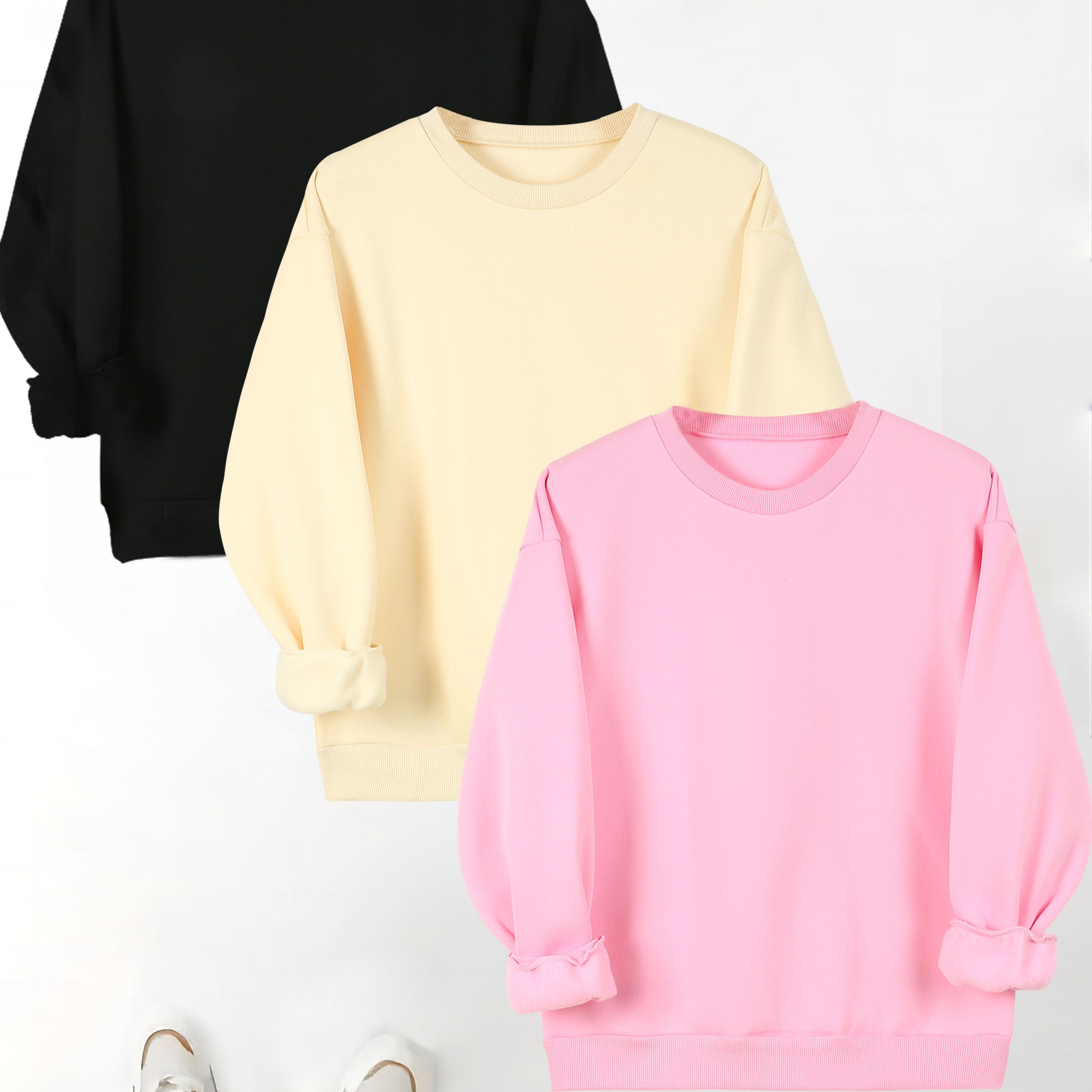 

Plus Size Women's Casual And Fashionable Sports Sweatshirt, Suitable For Autumn And Winter, Comfortable And Soft, Solid Color