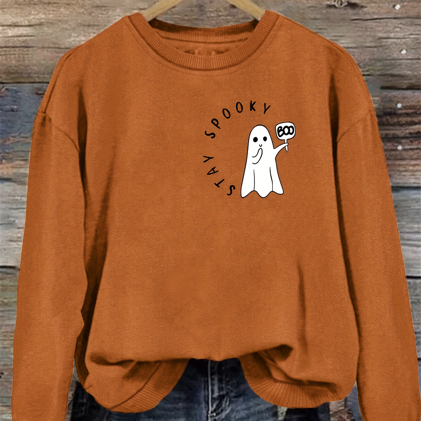 

Halloween Print Pullover Sweatshirt, Casual Long Sleeve Crew Neck Sweatshirt For Fall & Winter, Women's Clothing
