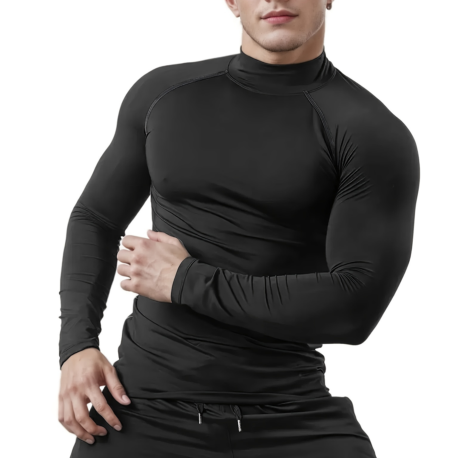 

Chemise de Compression Thermique pour Hommes - Manches Longues, Ajustement Extensible pour & , Mélange de Polyester Respirant, Col Rond