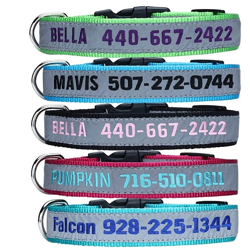 

Personalized Reflective Dog Collar With Embroidered Name And Phone Number - Anti-lost Pet Collar With Increased Visibility